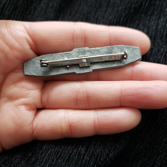 Vintage Pierre Bex Unsigned Art Deco Style Enamel Bar Pin - Picture 5 of 7